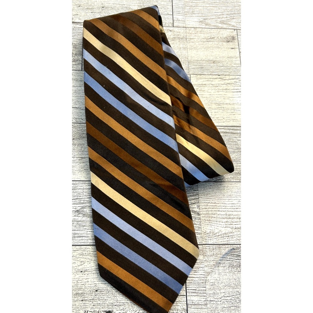 Ted Baker London 100% Silk Striped multicolor necktie‎ blues Oranges brown tan